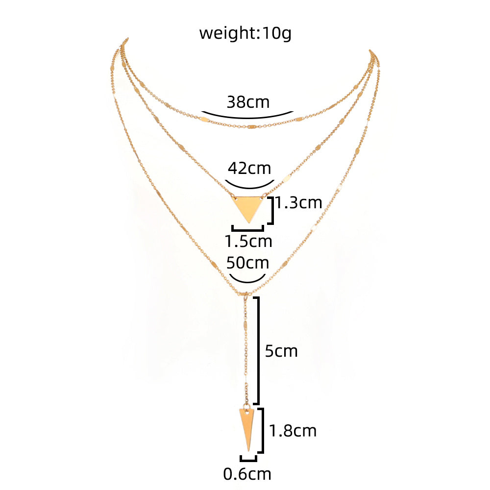 Personality Triangle multi-layer necklace