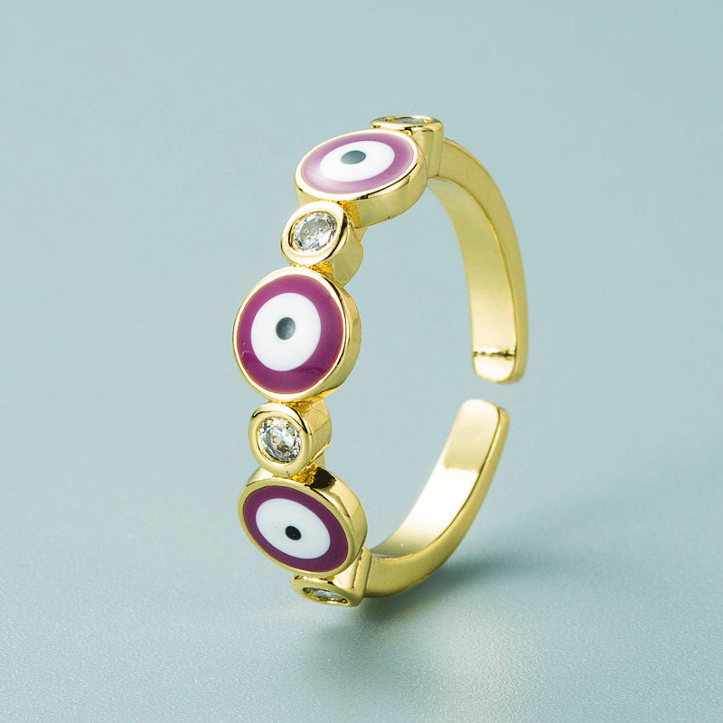 Ins European And American Copper Gold-plated Oil Eye Ring