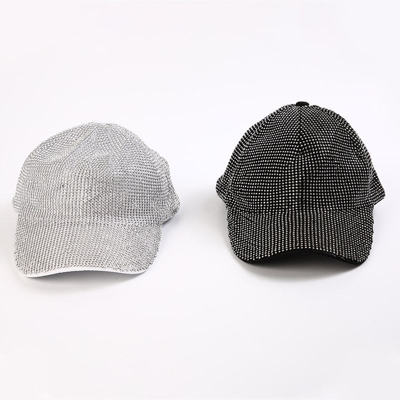 Full Diamond Full Diamond Rhinestone Baseball Hat Peaked Hat For Women Summer Wide Brim Korean Style Face-looking Small Big Head Circumference Trendy Net Red