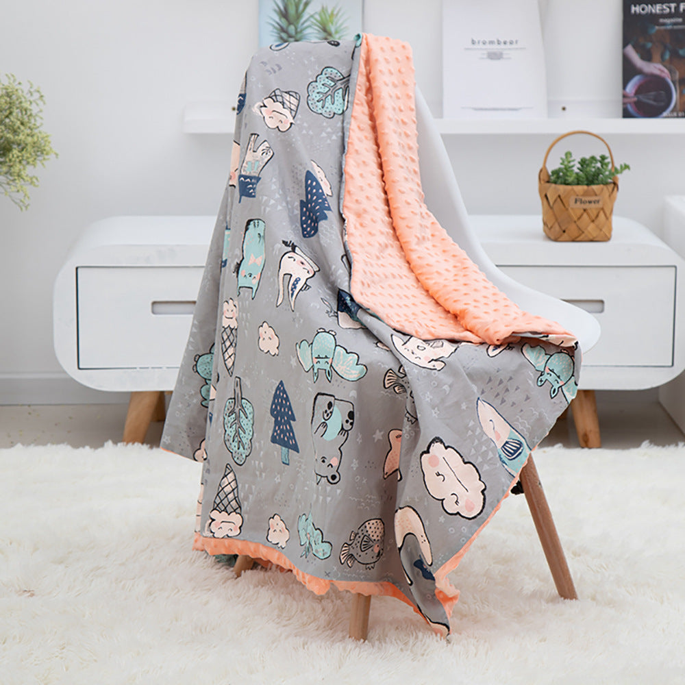 Couverture bébé en coton imprimé, couverture douce à pois pour bébé