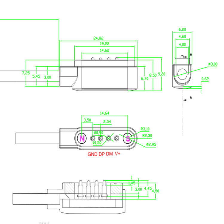 Magnetic data cable