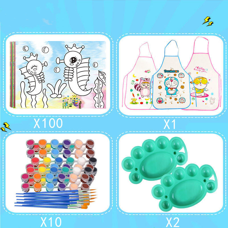 Children Painting Paint Painting Board Coloring  Card Pigment Graffiti Painting Card Set