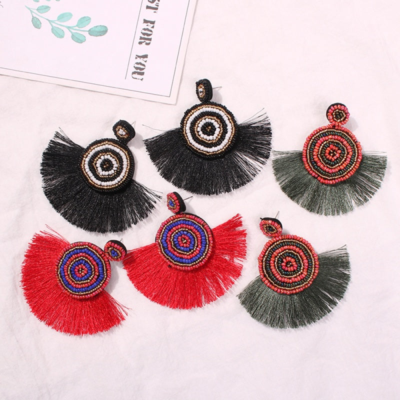 Rice Beads Fan Earrings Women