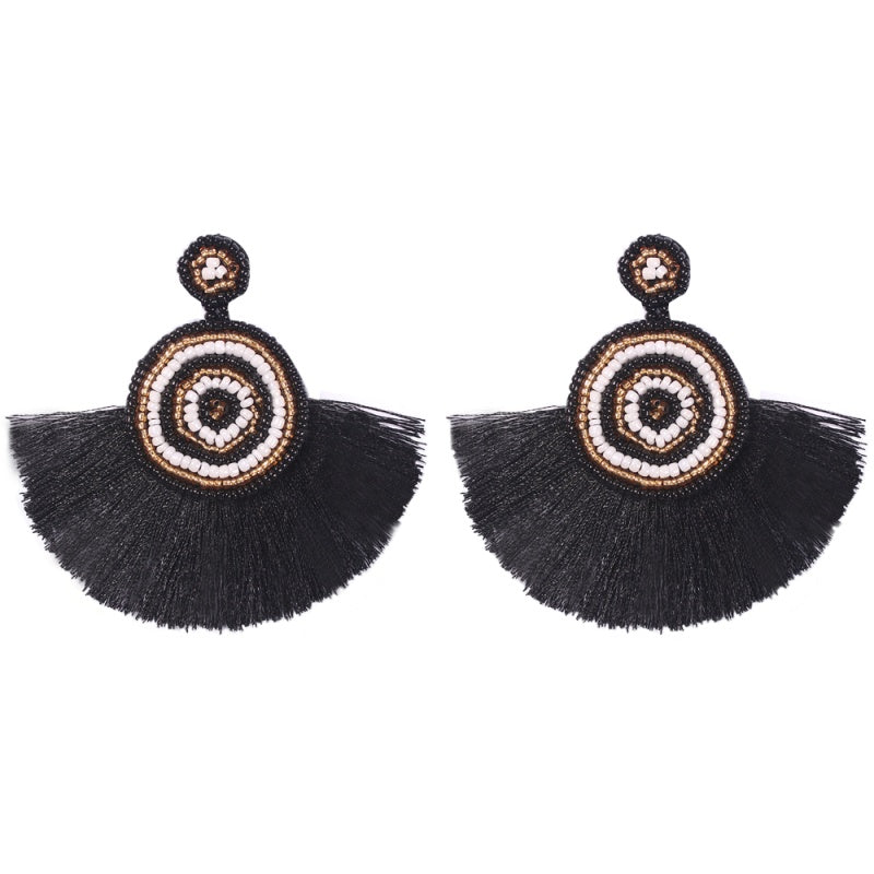 Rice Beads Fan Earrings Women