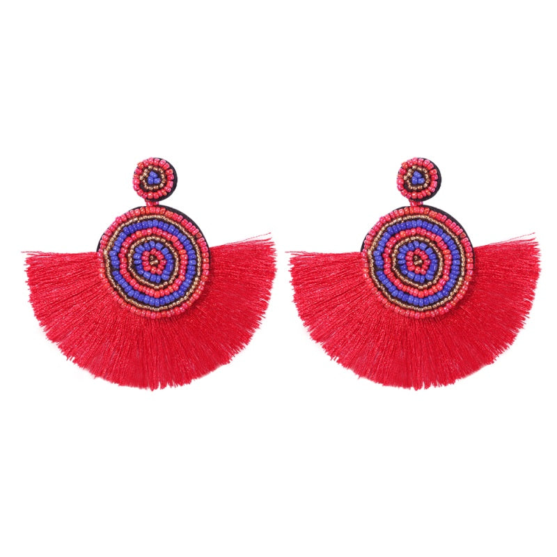 Rice Beads Fan Earrings Women