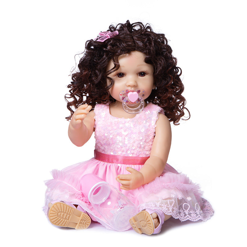 55CM Full Body Slicone Reborn Toddler Princess Full Glue Can Enter The Water Doll