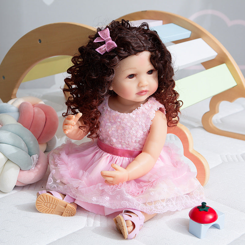 55CM Full Body Slicone Reborn Toddler Princess Full Glue Can Enter The Water Doll