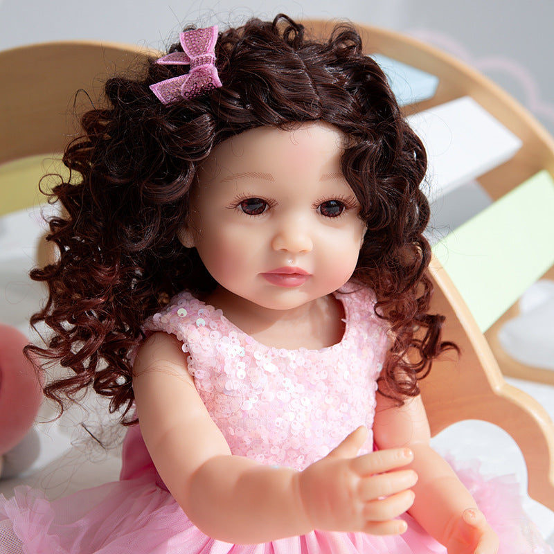 55CM Full Body Slicone Reborn Toddler Princess Full Glue Can Enter The Water Doll