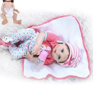 55 CM Simulation Baby Rebirth Doll Full Body Silicone