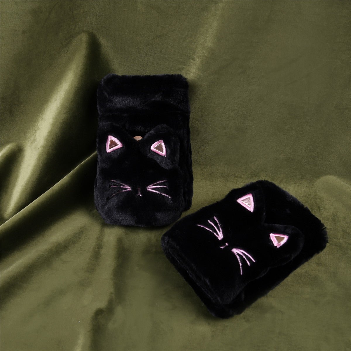 Cute Lucky Cat Bunny Plush Flip Lady Gloves