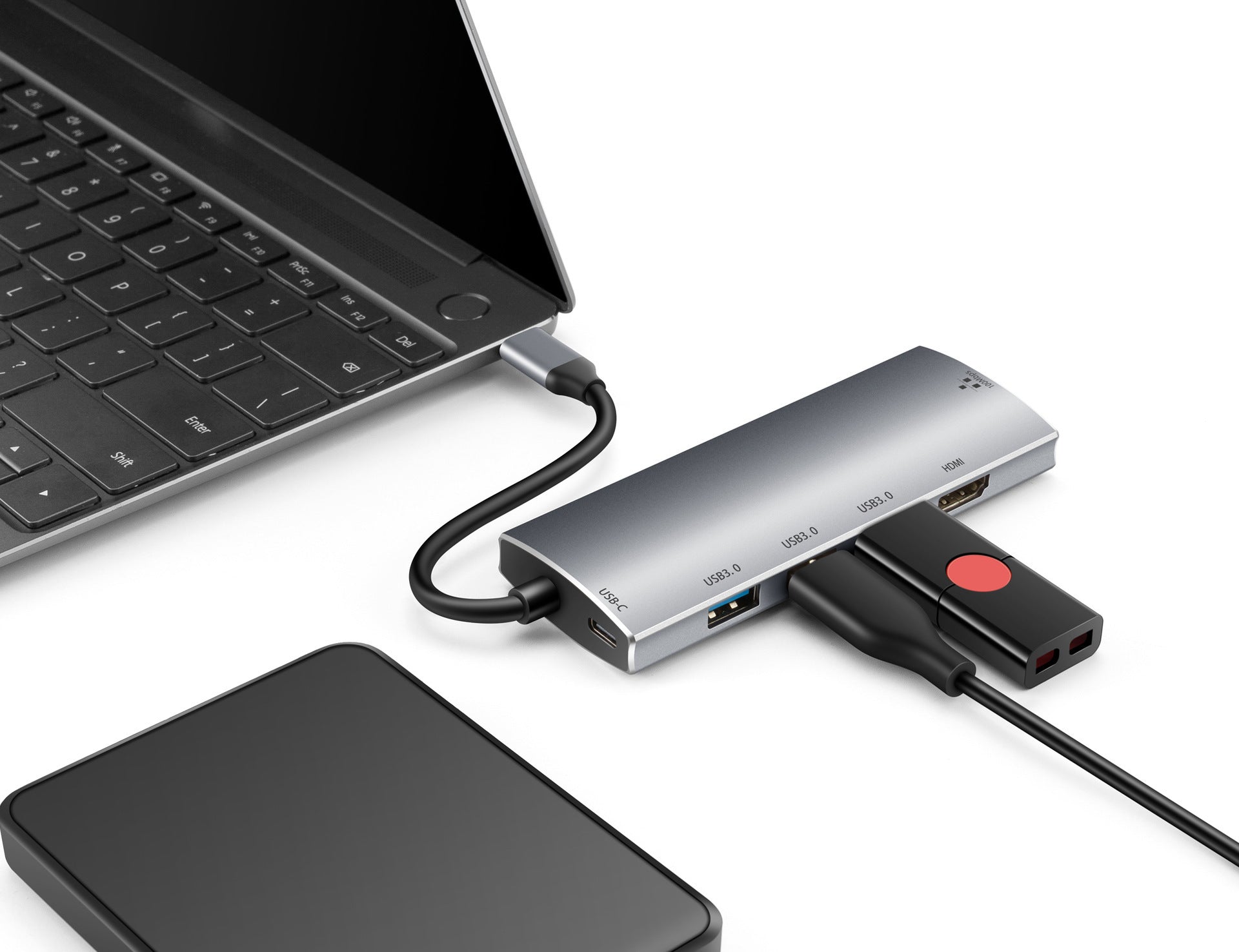 Gigabit LAN PD Charging Docking Station Multi-function Card Reader