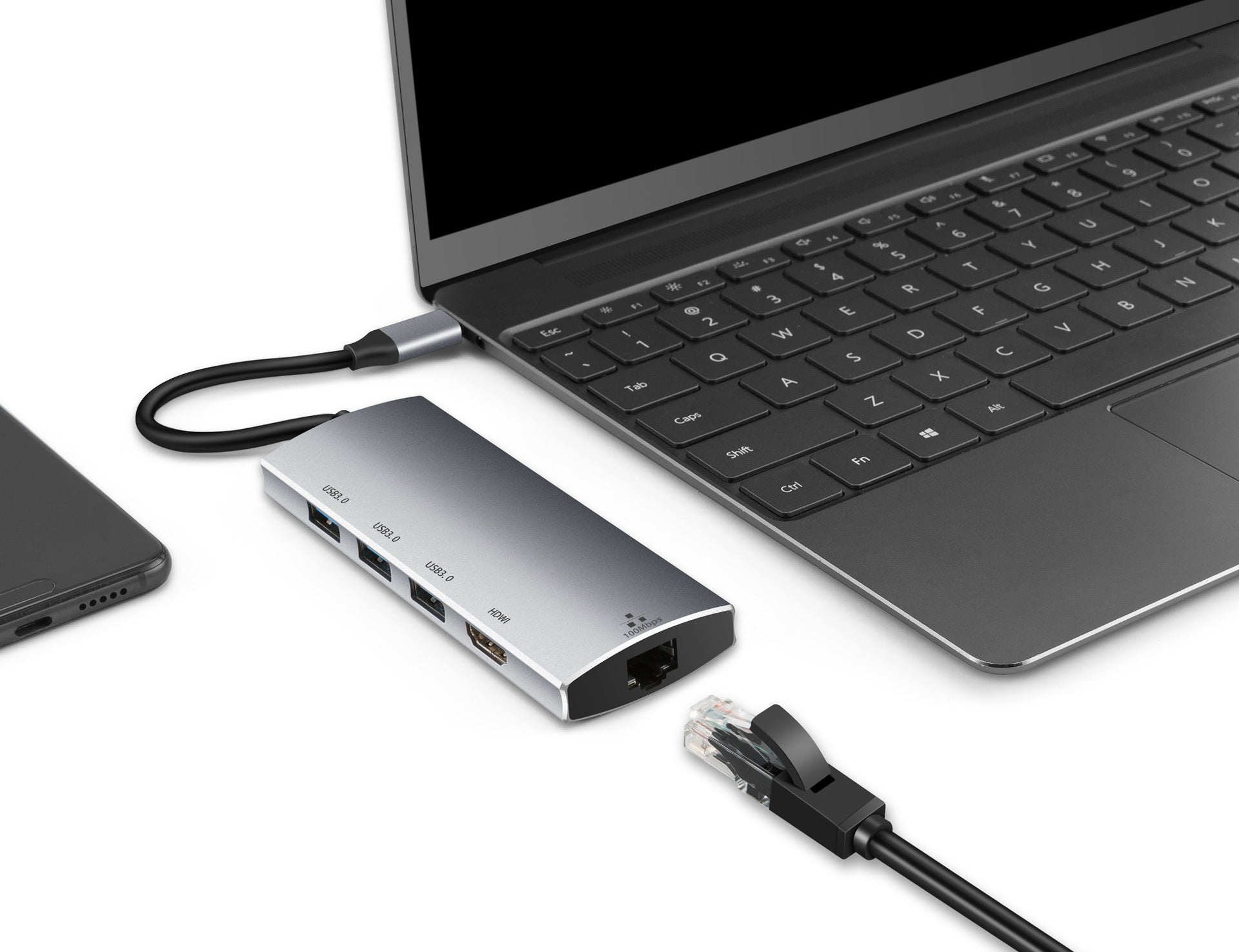 Gigabit LAN PD Charging Docking Station Multi-function Card Reader