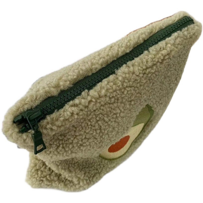 Avocado Lamb Wool Large Capacity Storage Bag