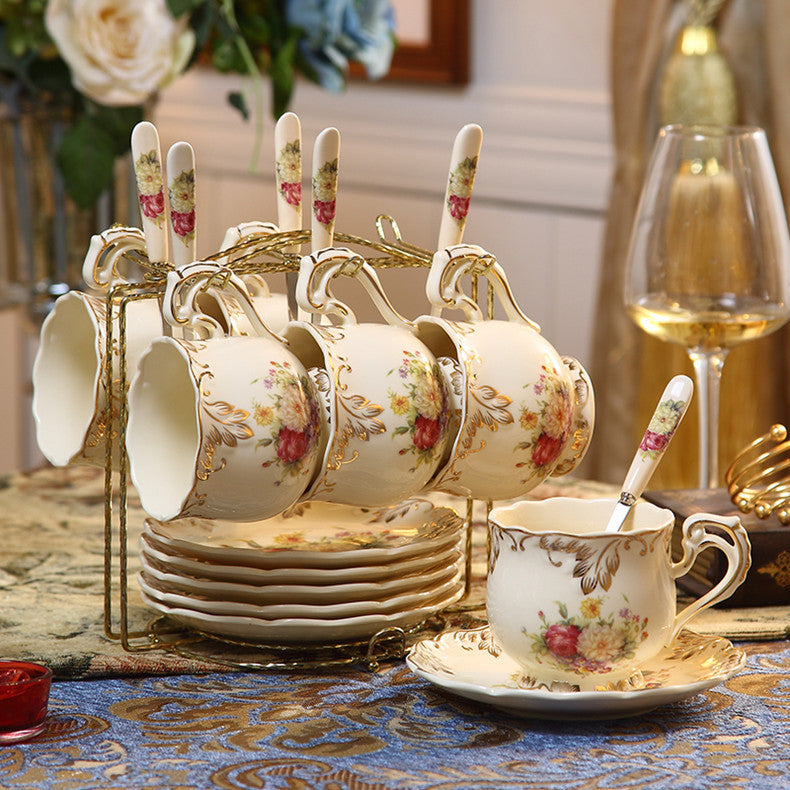 Simple Household Cup With Spoon Ceramic Cup Tea Set Black Tea Cup