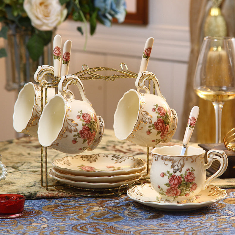 Simple Household Cup With Spoon Ceramic Cup Tea Set Black Tea Cup