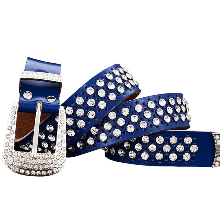 Ceinture en cuir pour femme Gypsophila avec strass
