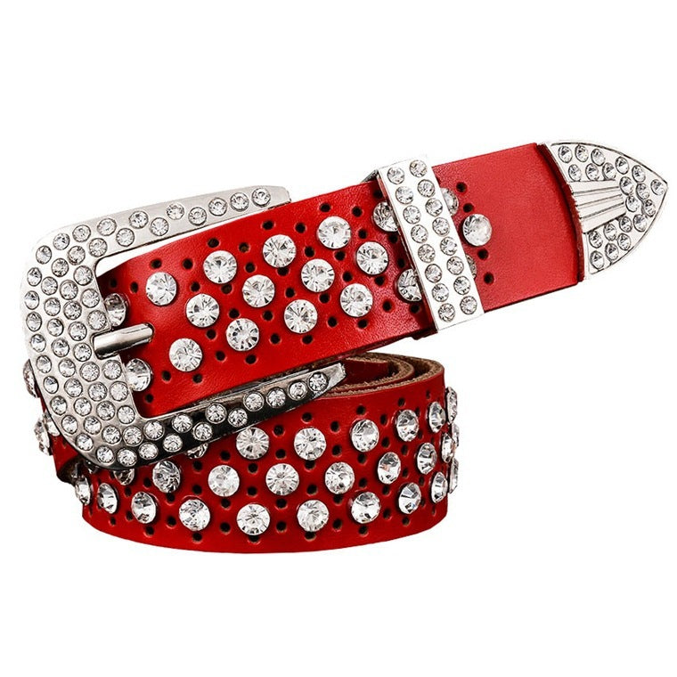 Ceinture en cuir pour femme Gypsophila avec strass
