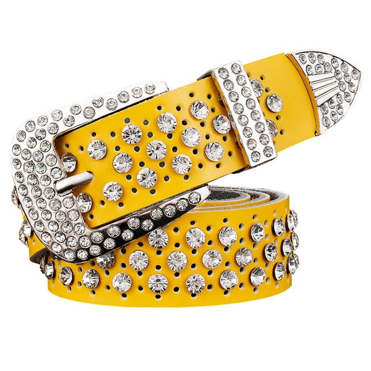 Ceinture en cuir pour femme Gypsophila avec strass