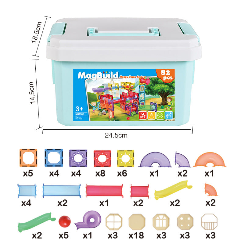 Magnetic Sheet Building Block Designer Magnet Maze Race Run Ball Marble Track Funnel Slide Brick Education DIY Toys For Children