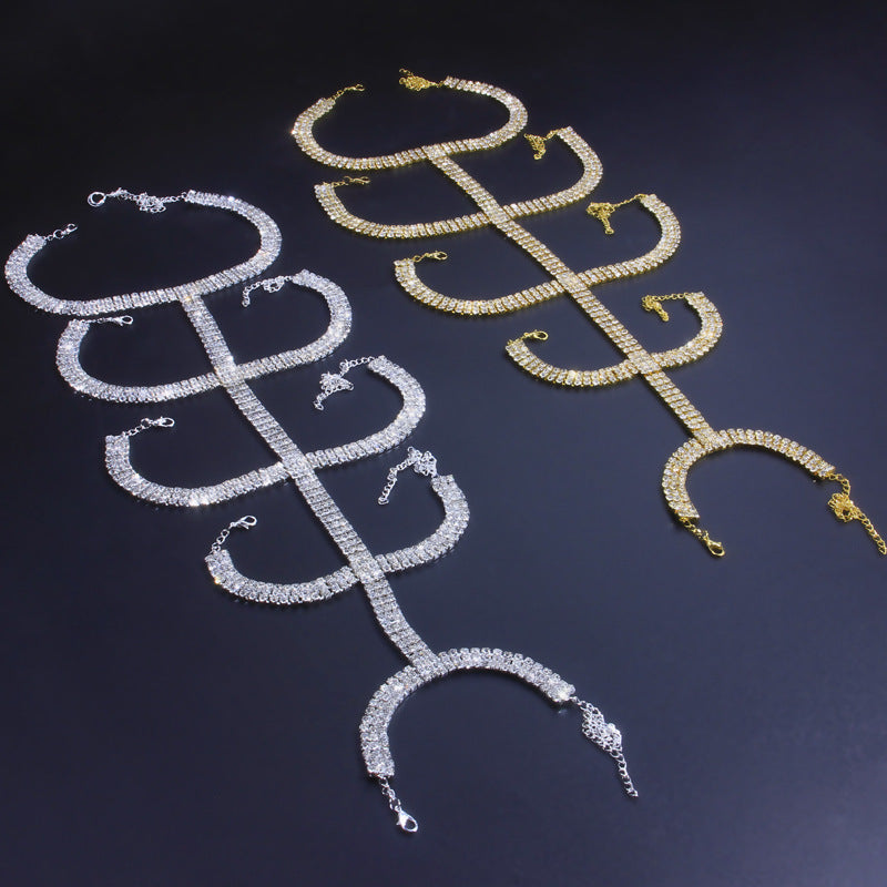 Chaîne de corps tendance scintillante avec diamants, sexy, pour boîte de nuit, chevillère en strass