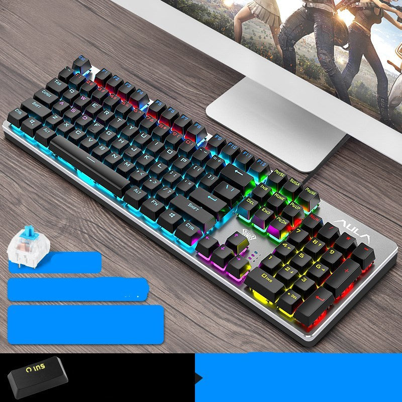 Steampunk Gaming Mechanical Keyboard Green Axis Black Axis