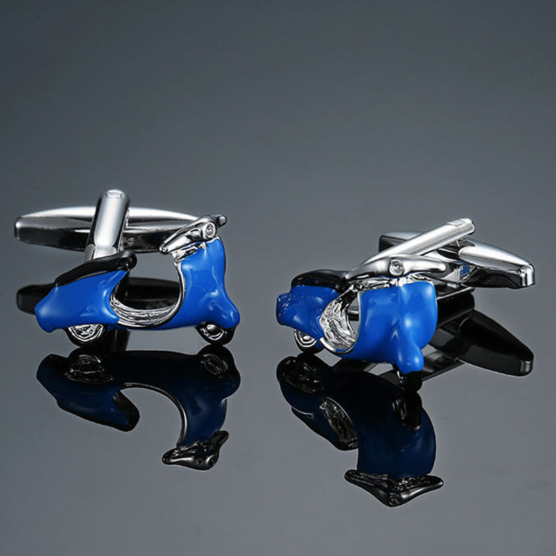Boutons de manchette en émail cristal de la série bleue motif vintage