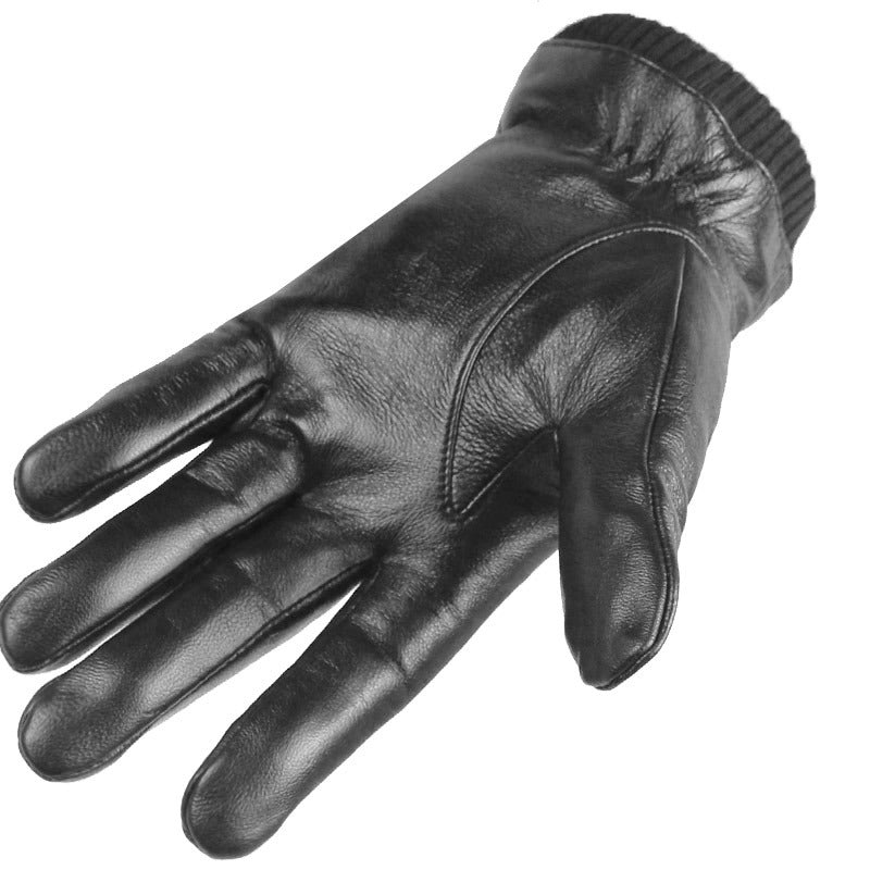 Touch Screen Winter Sheepskin Men's Leather Gloves