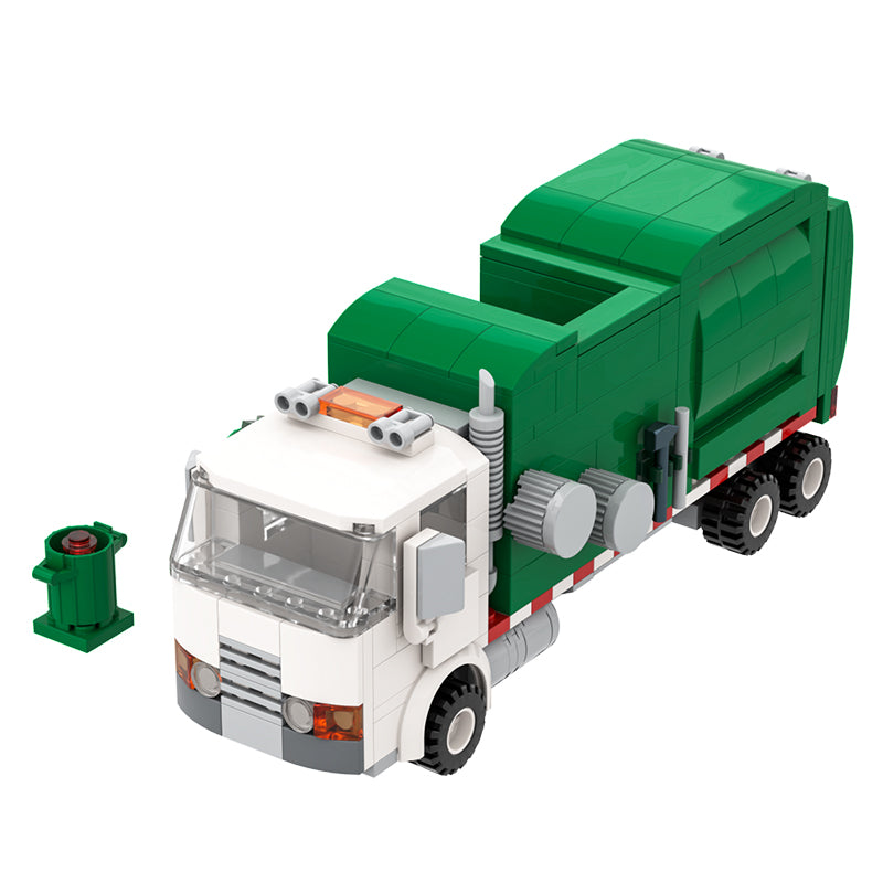 Creative Green And White Sanitation Vehicle Building Blocks Educational Toys