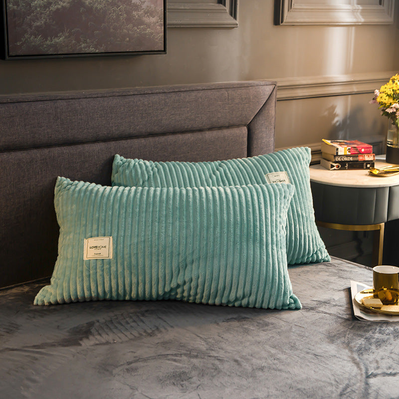 Flannel Pillowcase With Warm Coral Wool In Winter
