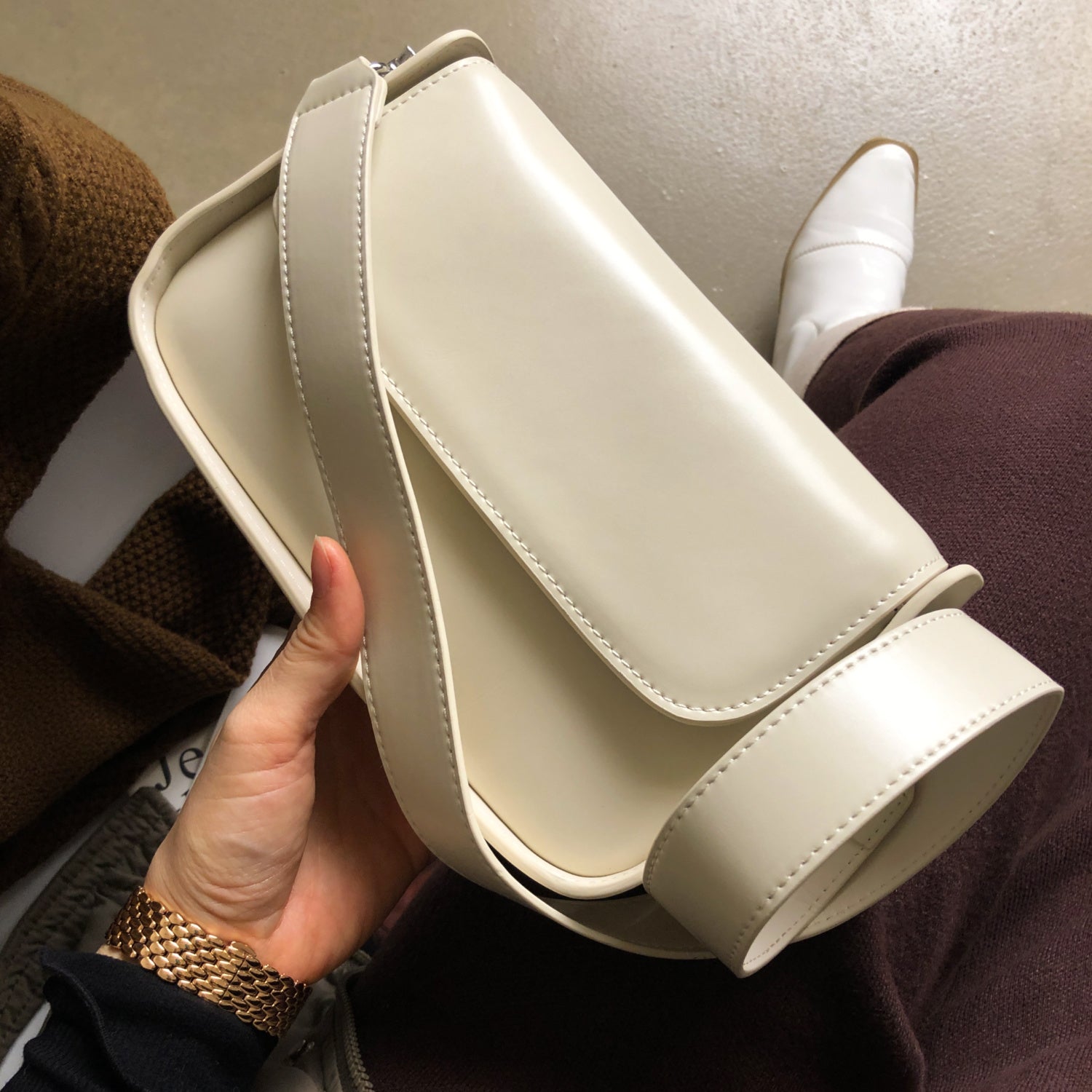 Sac à main bandoulière en cuir de vachette véritable de créateur de niche
