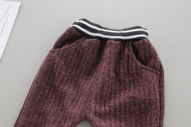 Baby Knitted Sweater Set Children's Solid Color Long Sleeve Two-Piece Set
