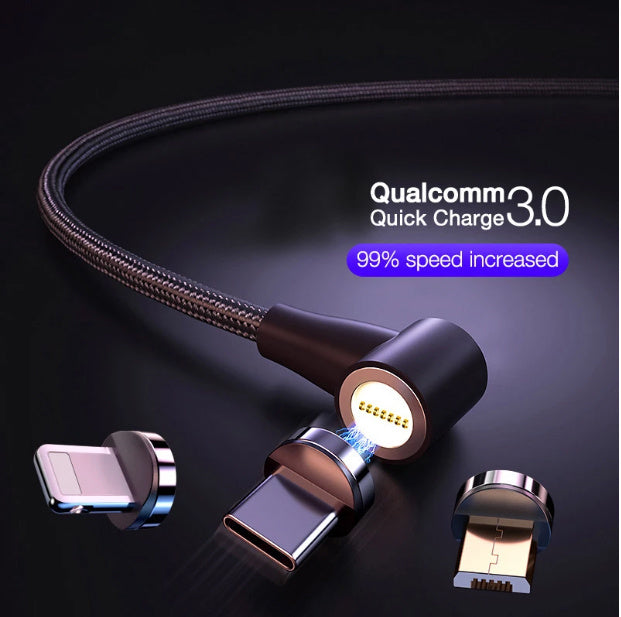 Compatible avec Apple, Câble USB magnétique Charge rapide Micro USB Type C Fil de données Cordon Chargeur magnétique Câble de téléphone portable