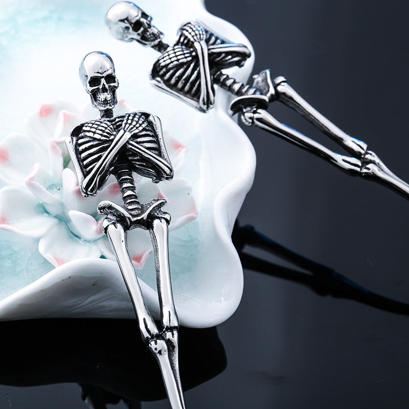 Ancient Stainless Steel Crafts Wholesale Titanium Steel Skull Dinner Fork Spoon