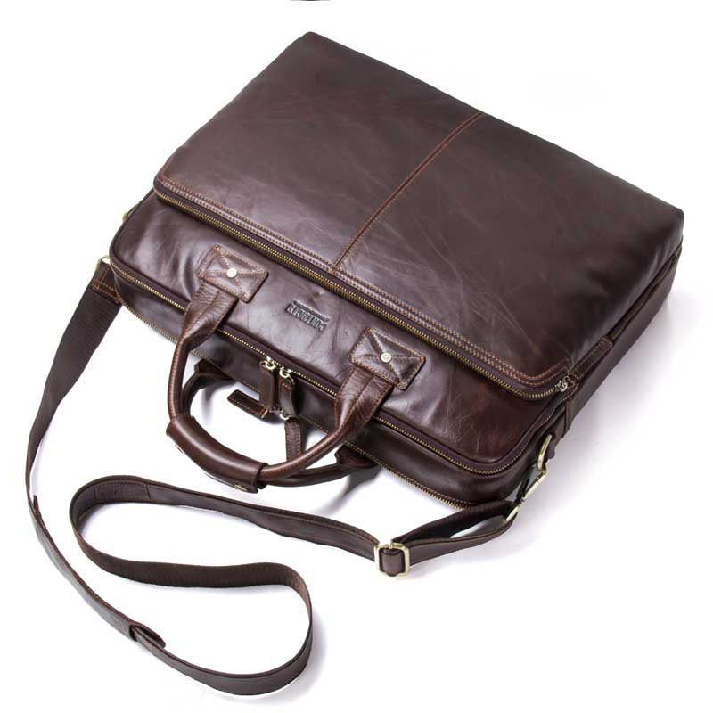 Serviette d'affaires décontractée en cuir, grand sac à bandoulière pour hommes