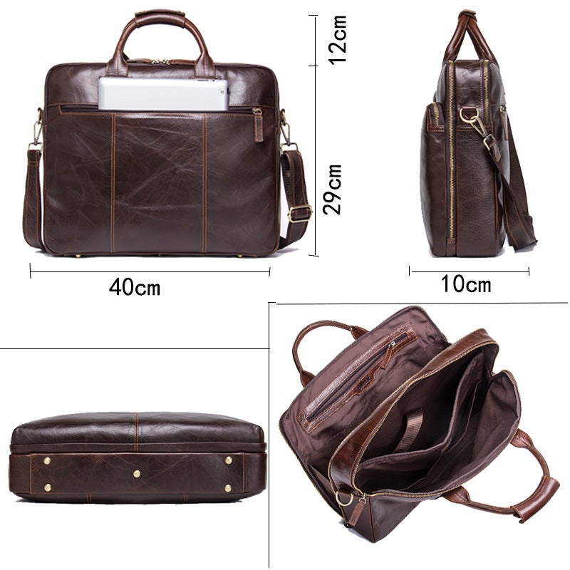 Serviette d'affaires décontractée en cuir, grand sac à bandoulière pour hommes