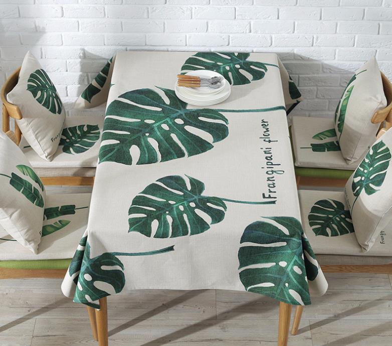 Dining Table Green Planting Tablecloth Cloth Art Cotton And Linen Small Fresh Coffee Table Cover Cloth