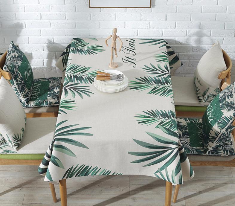 Dining Table Green Planting Tablecloth Cloth Art Cotton And Linen Small Fresh Coffee Table Cover Cloth