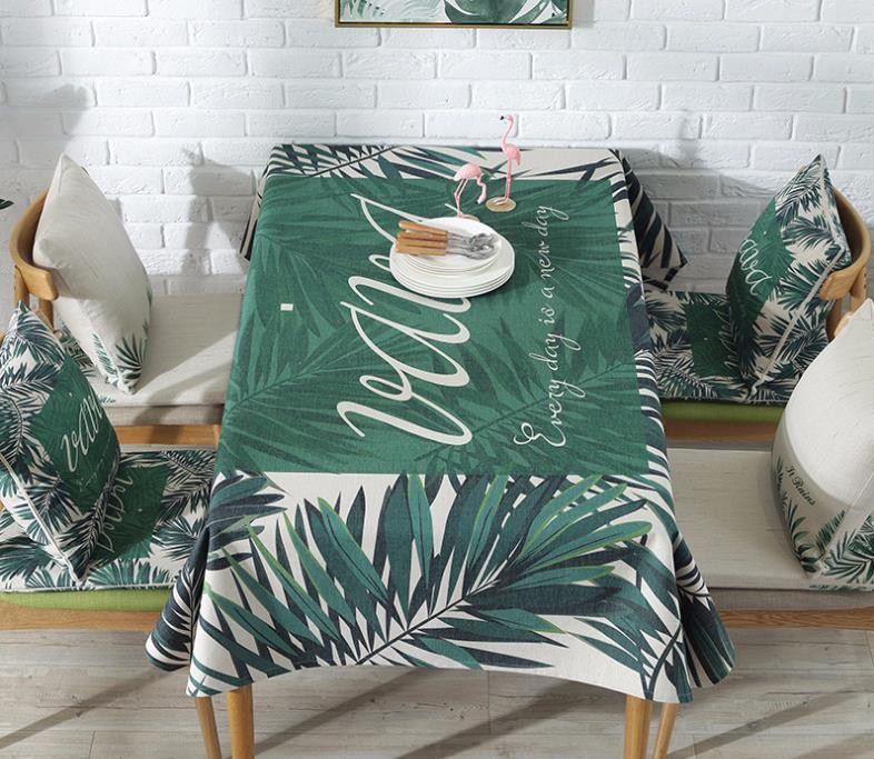 Dining Table Green Planting Tablecloth Cloth Art Cotton And Linen Small Fresh Coffee Table Cover Cloth