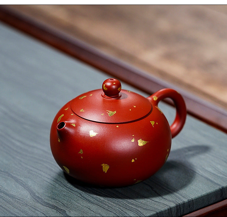 Original ore Dahongpao sketch with gold Xishi pot Kungfu teapot and tea set