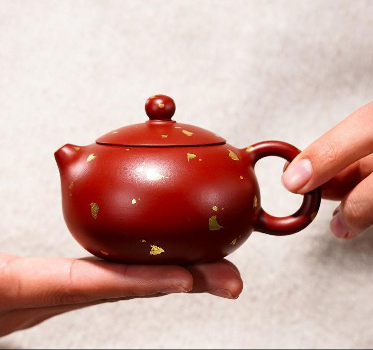 Original ore Dahongpao sketch with gold Xishi pot Kungfu teapot and tea set