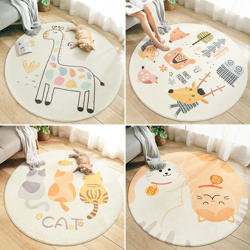 Cartoon Round Lamb Wool Home Living Room Non-Slip Carpet