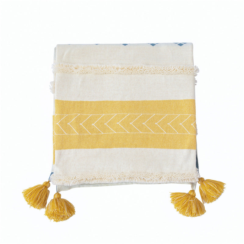 Nordic Style Solid Color Blanket Sofa Tassel Siesta Blanket