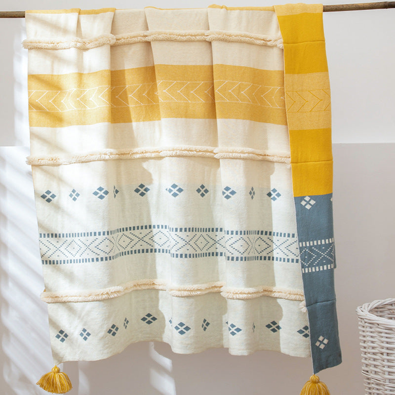 Nordic Style Solid Color Blanket Sofa Tassel Siesta Blanket