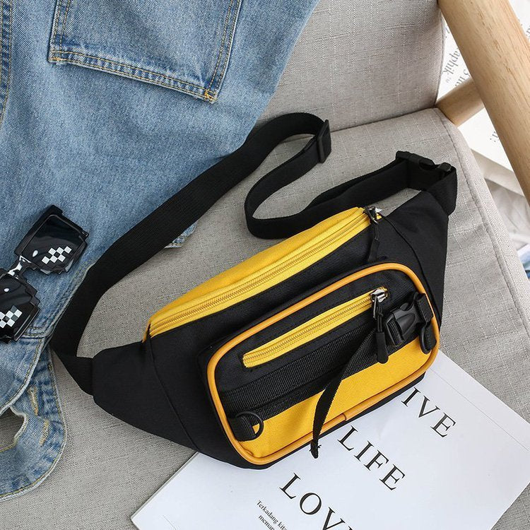 Contrasting Color Oxford Small Chest Bag
