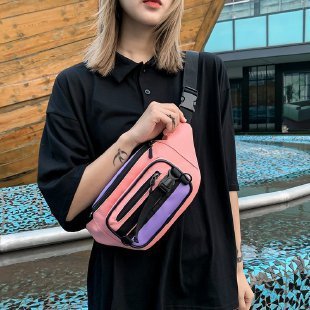 Contrasting Color Oxford Small Chest Bag