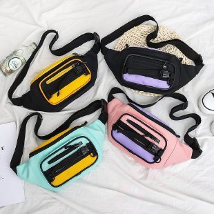 Contrasting Color Oxford Small Chest Bag