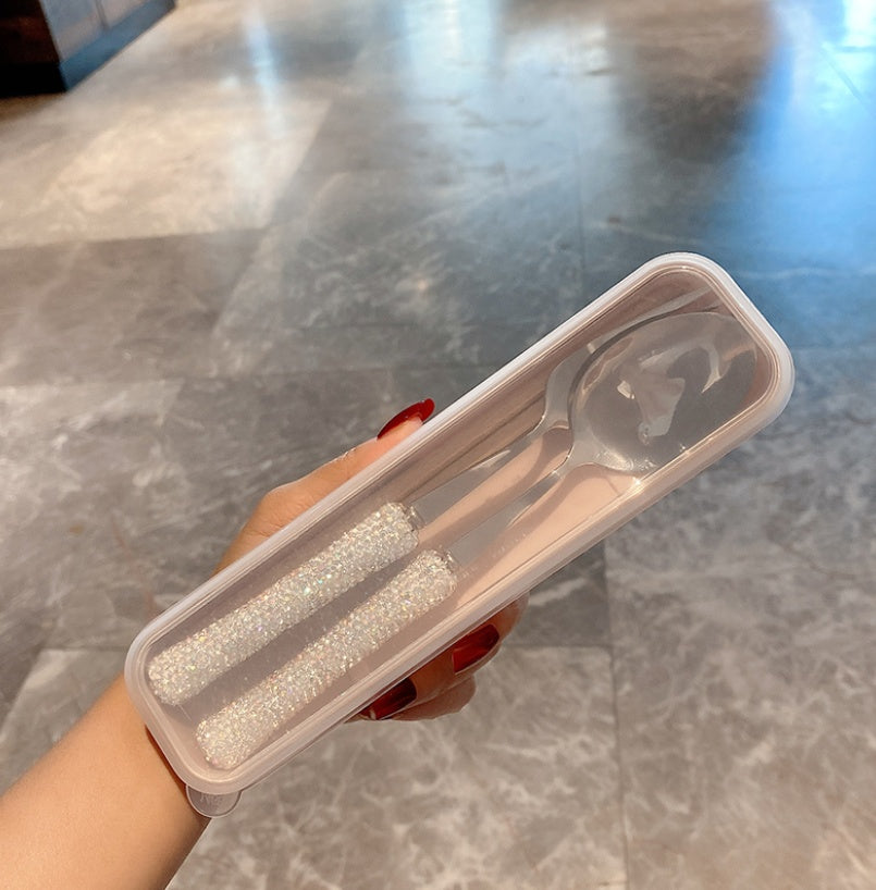 Three-piece Set of Gold-plated Chopsticks Fork and Spoon