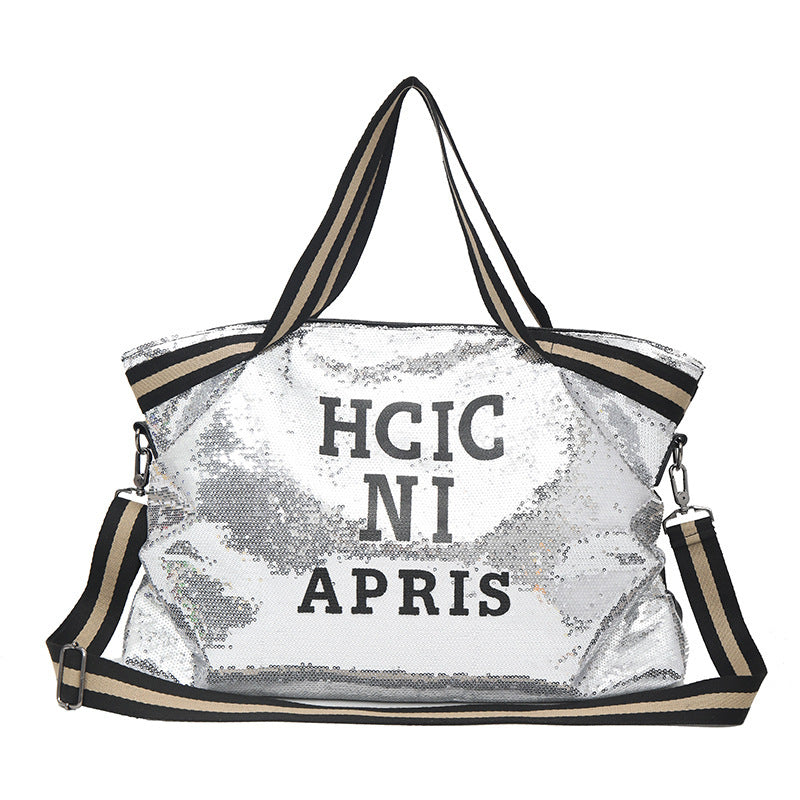Sequined Bag Yoga Bag Shoulder Leisure Messenger Letter Gym Bag