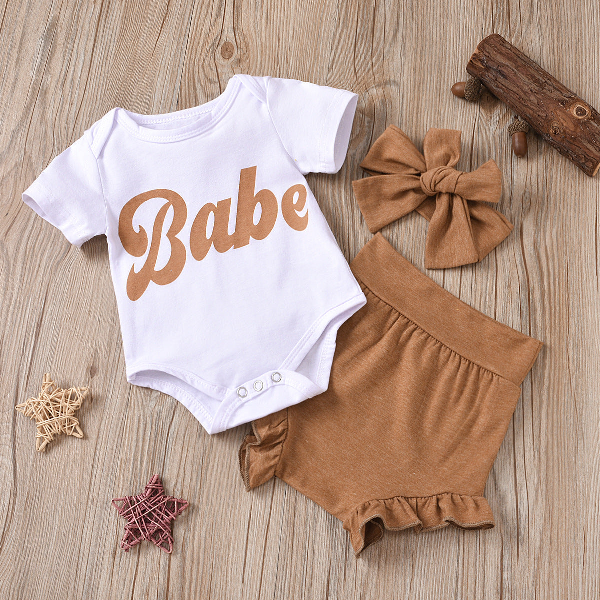 Kiko Ins Baby European And American Summer Letters Babe Short-Sleeved Romper