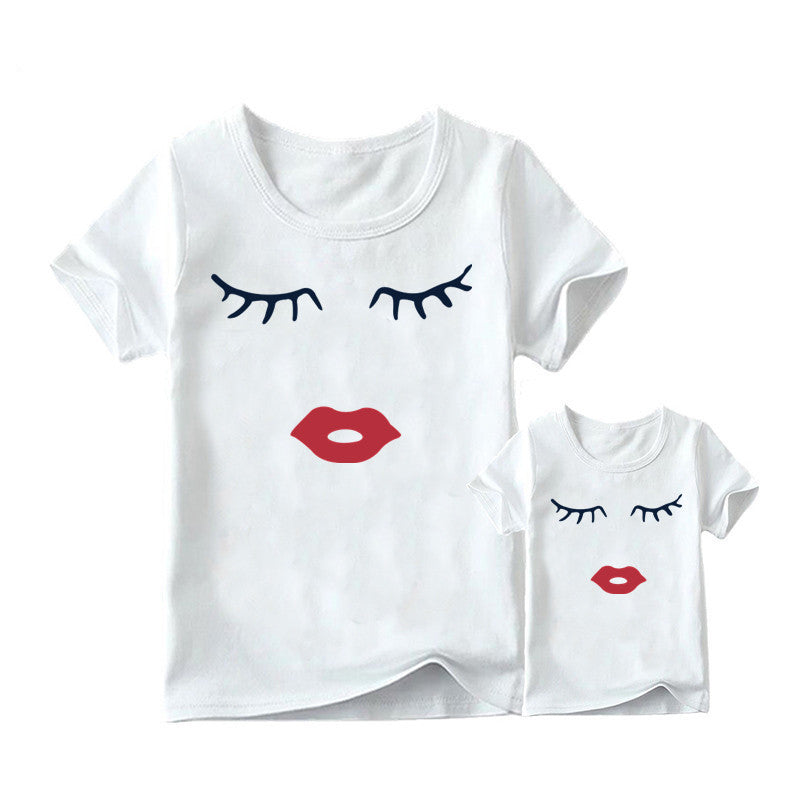 European and American INS Princess Print Mother's Day Mother and Daughter Parent-child T-shirt